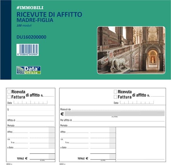 Blocco 100 Ricevute/Fatture Di Affitto Madre-Figlia 10X21,5Cm Du160200000 in Ricevute di denaro e affitto Il Centro - Jesi, commercioVirtuoso.it