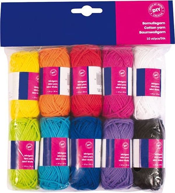 Set 10 matasse 100 cotone lung. 30mt colori assortiti Cwr