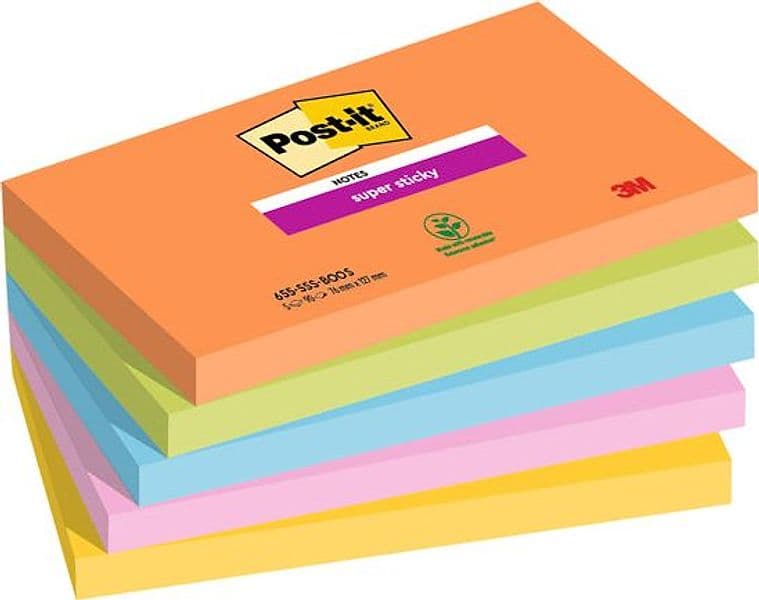 Cf. 5Pz Blocco 90Fg. Post-It Super Sticky 76X127Mm 655-5Ss- Boos Boost in Blocchetti memo adesivi Il Centro - Jesi, commercioVirtuoso.it