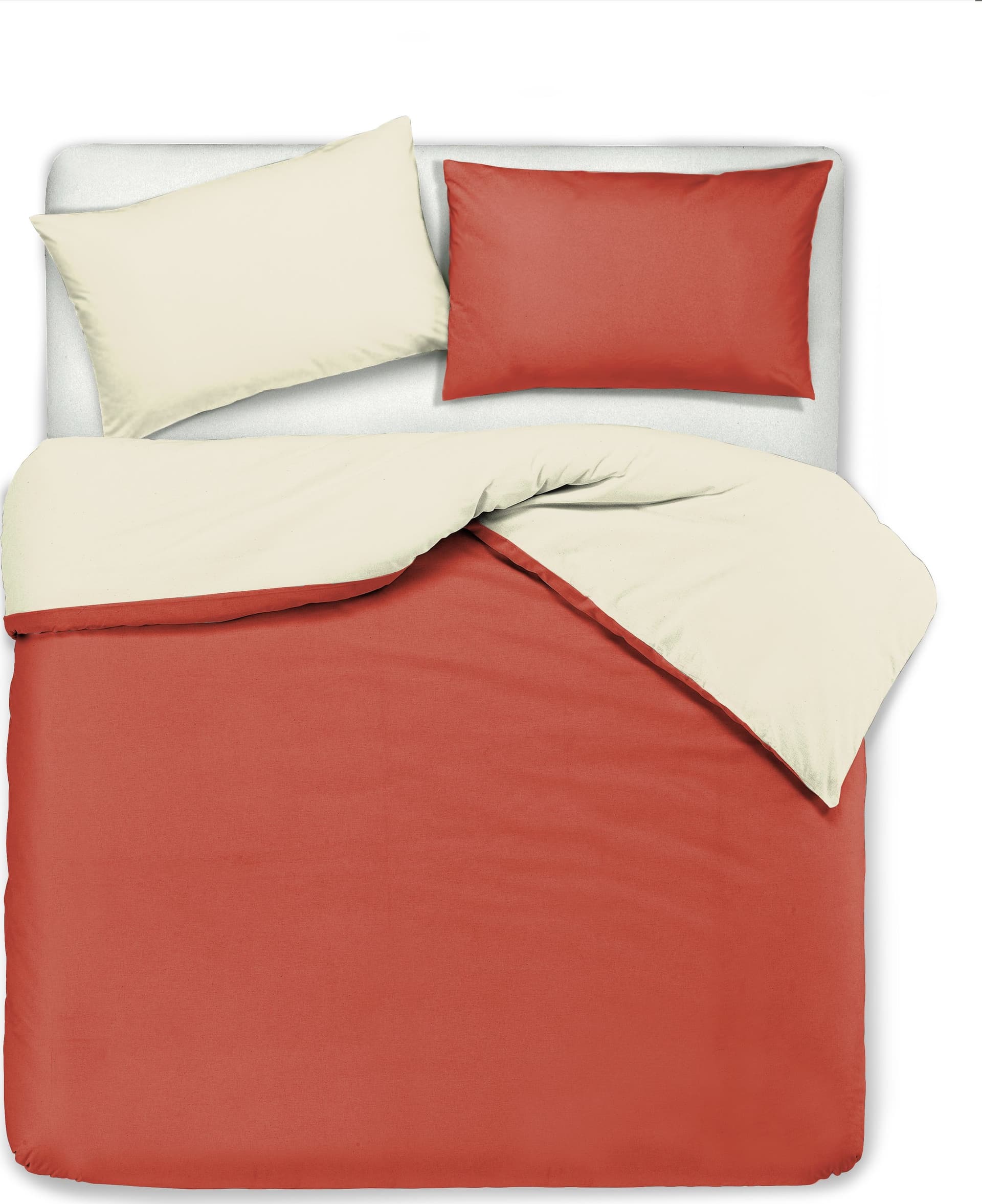 Set copripiumino federe letto bicolor double face parure copripiumino in cotone made in Italy NATURALE/CORALLO in Set copripiumini e federe Vanita di raso - Sesto San Giovanni, commercioVirtuoso.it