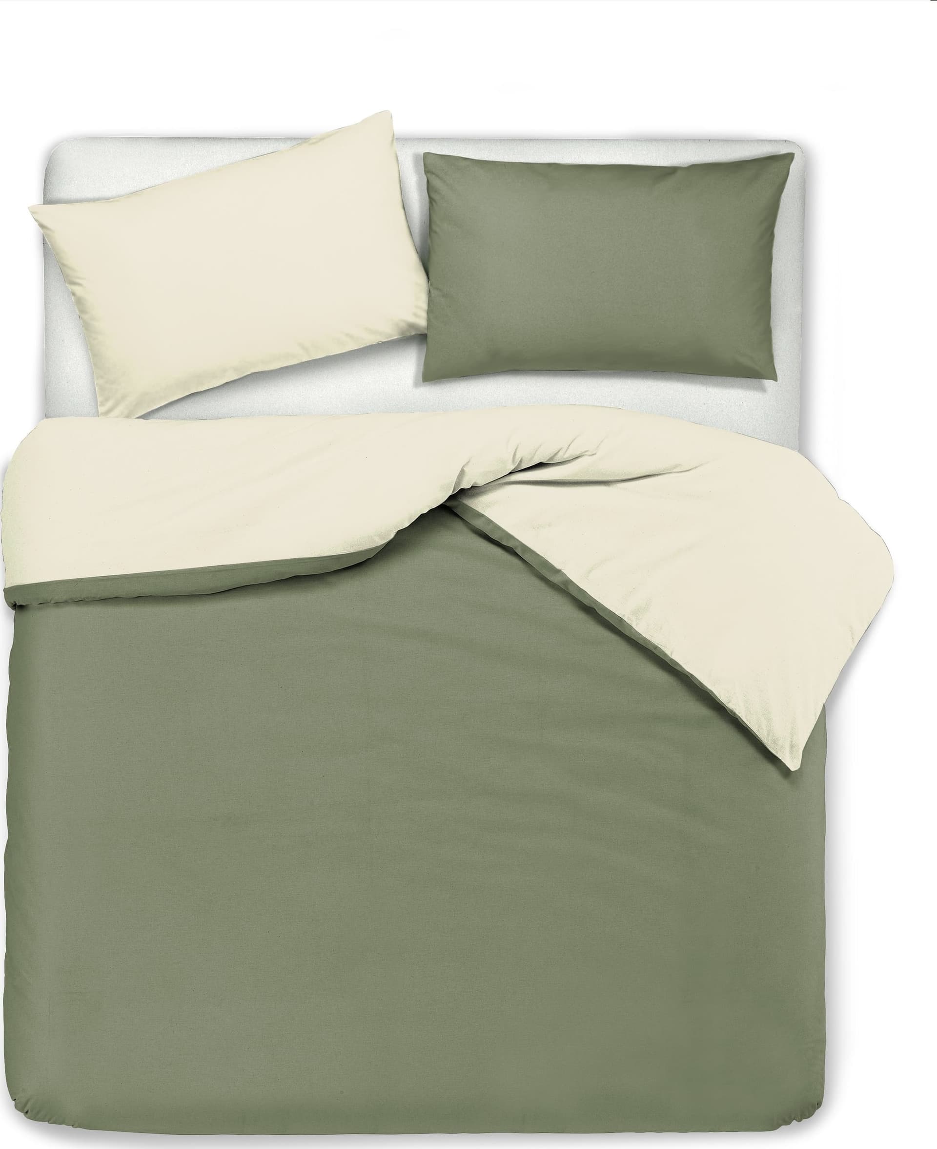Set copripiumino federe letto bicolor double face parure copripiumino in cotone made in Italy NATURALE/SALVIA in Set copripiumini e federe Vanita di raso - Sesto San Giovanni, commercioVirtuoso.it