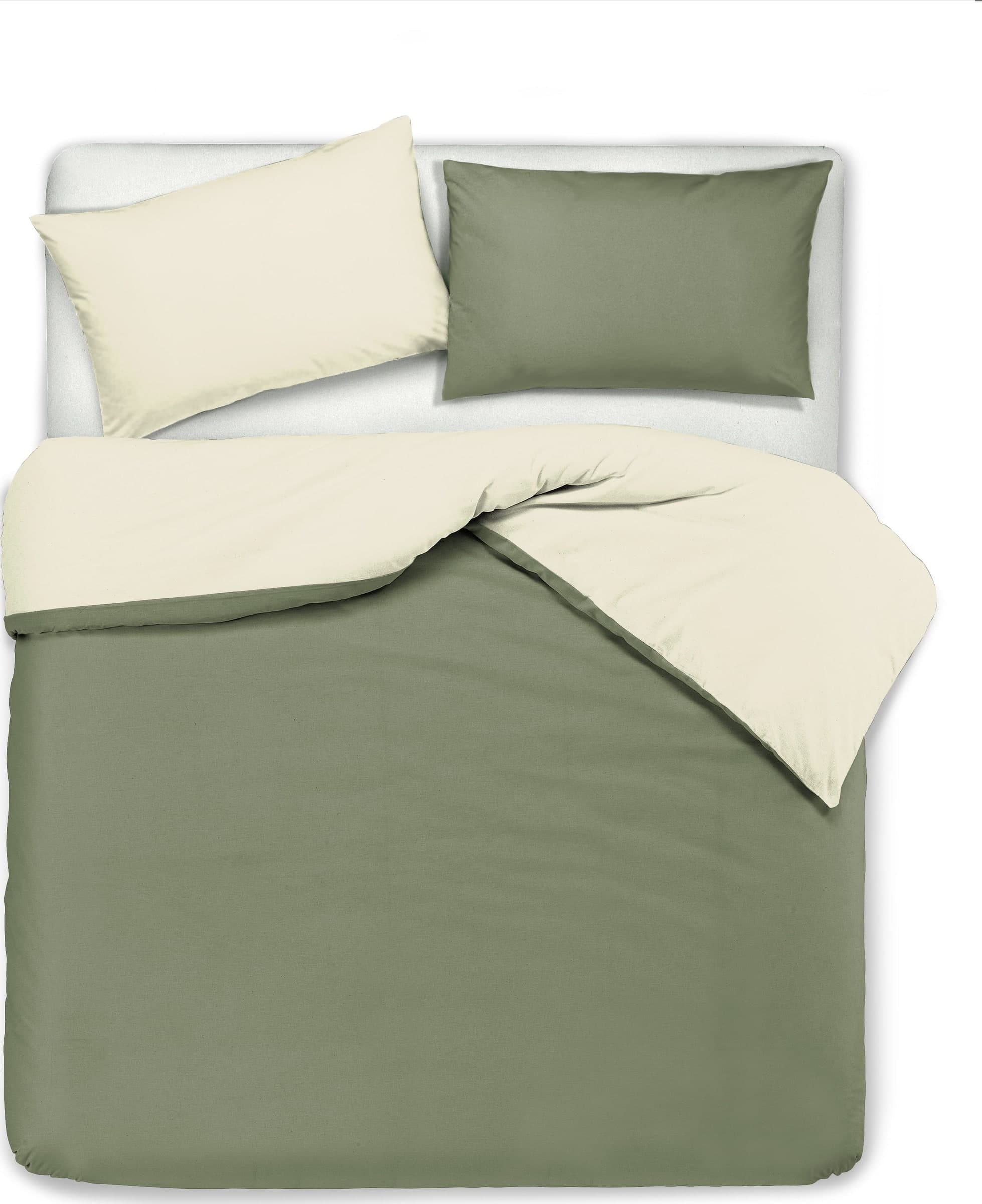 Set copripiumino federe letto bicolor double face parure copripiumino in cotone made in Italy NATURALE/SALVIA in Set copripiumini e federe Vanita di raso - Sesto San Giovanni, commercioVirtuoso.it