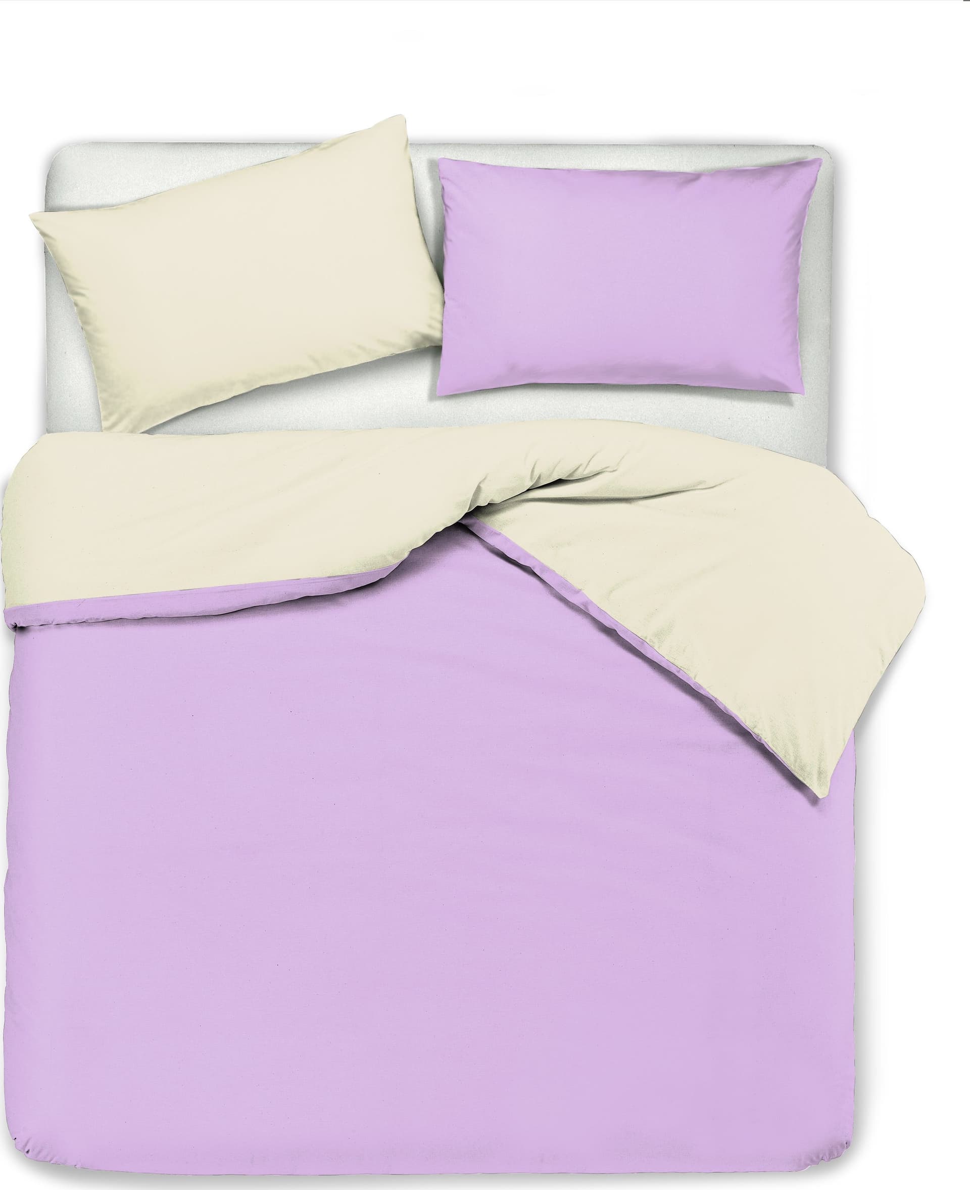 Set copripiumino federe letto bicolor double face parure copripiumino in cotone made in Italy NATURALE/GLICINE in Set copripiumini e federe Vanita di raso - Sesto San Giovanni, commercioVirtuoso.it