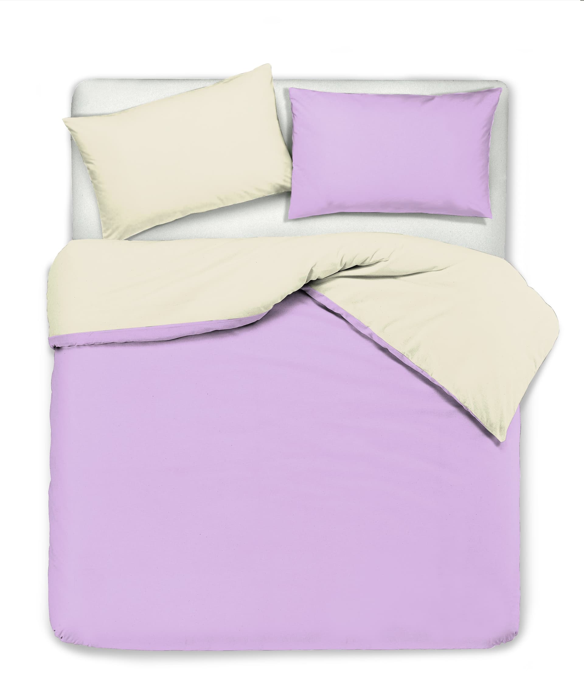 Set copripiumino federe letto bicolor double face parure copripiumino in cotone made in Italy NATURALE/GLICINE in Set copripiumini e federe Vanita di raso - Sesto San Giovanni, commercioVirtuoso.it