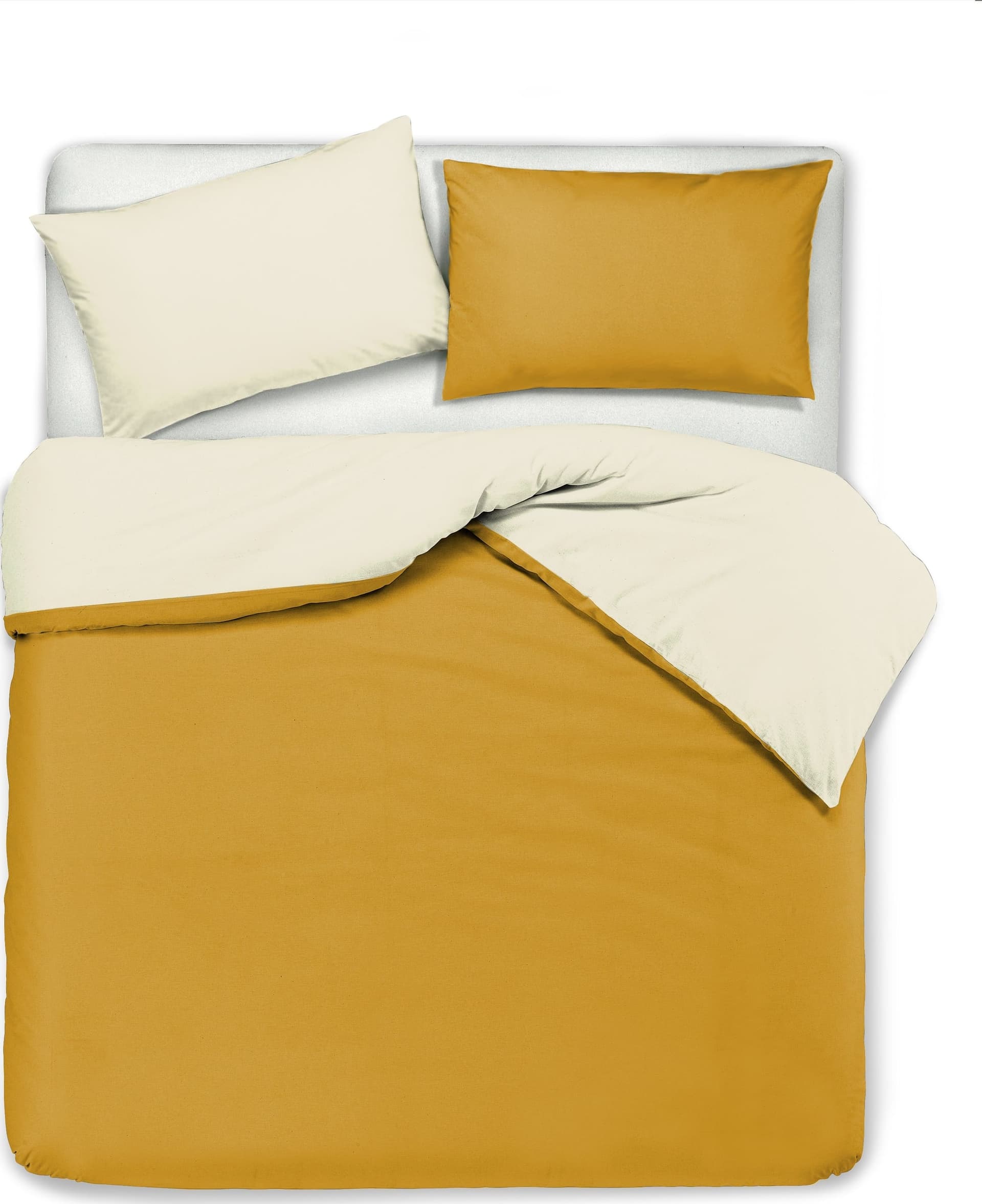 Set copripiumino federe letto bicolor double face parure copripiumino in cotone made in Italy NATURALE/OCRA in Set copripiumini e federe Vanita di raso - Sesto San Giovanni, commercioVirtuoso.it