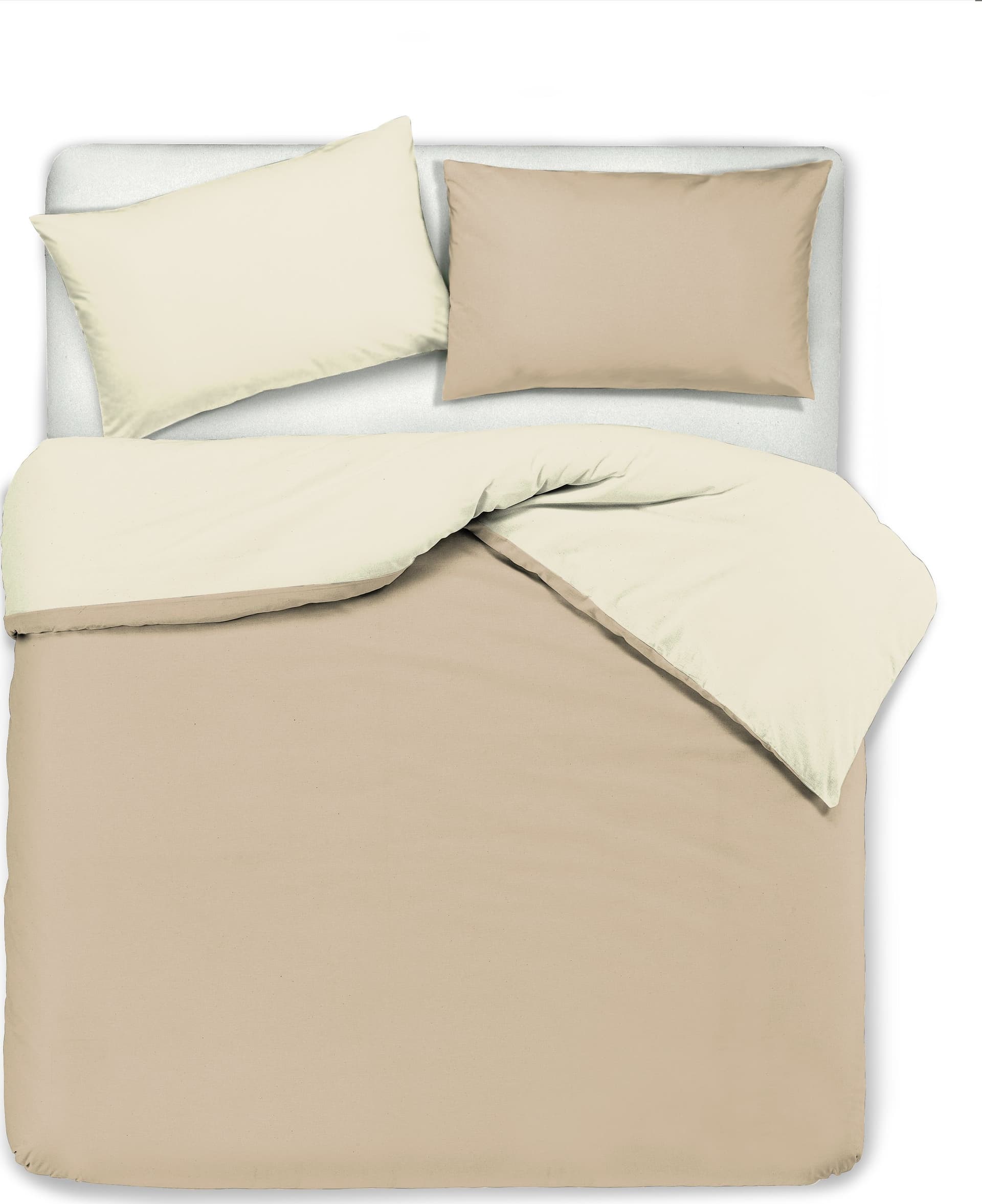 Set copripiumino federe letto bicolor double face parure copripiumino in cotone made in Italy NATURALE/SABBIA in Set copripiumini e federe Vanita di raso - Sesto San Giovanni, commercioVirtuoso.it