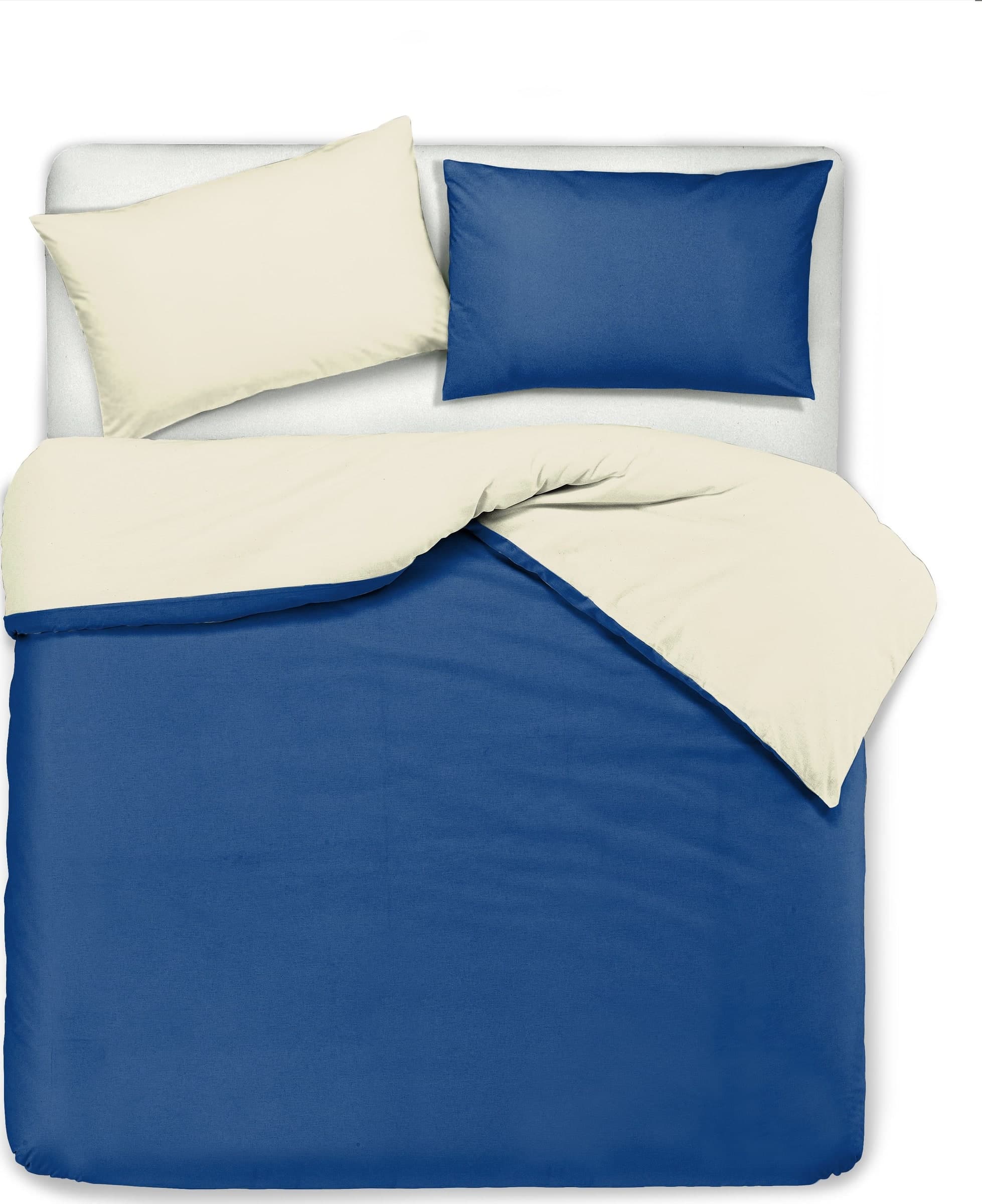 Set copripiumino federe letto bicolor double face parure copripiumino in cotone made in Italy NATURALE/BLUETTE in Set copripiumini e federe Vanita di raso - Sesto San Giovanni, commercioVirtuoso.it