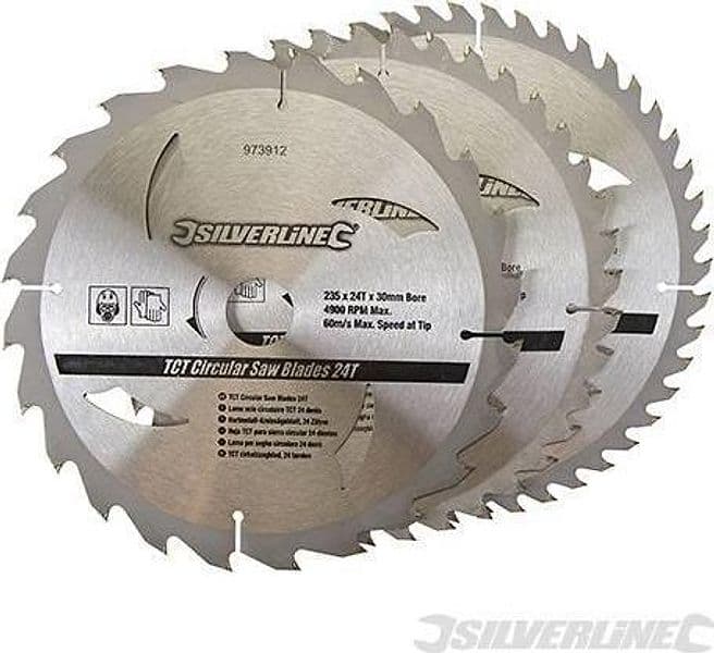 Lame per seghe circolari in TCT da 24, 40, 48 denti 3 pezzi Silverline