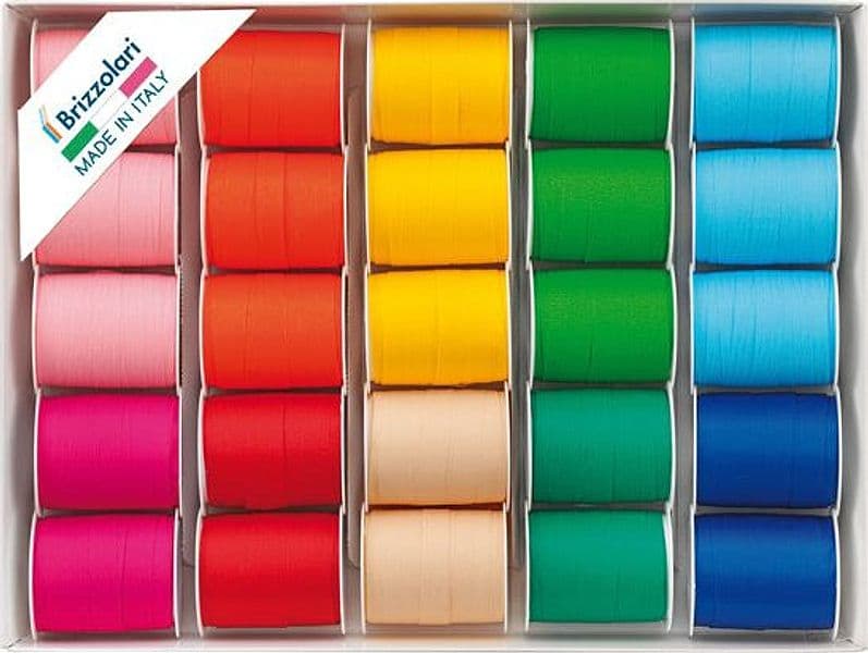 25 rocche nastro similpaper 10mtx10mm colori assortiti primavera Brizzolari