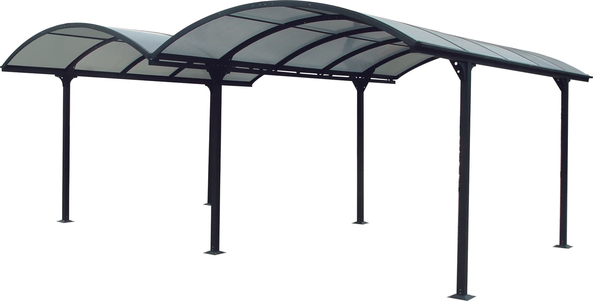 Tettoia Arrotondata Per 2 Posti Auto In Alluminio E Policarbonato Alveolare 600x480cm Foresta
