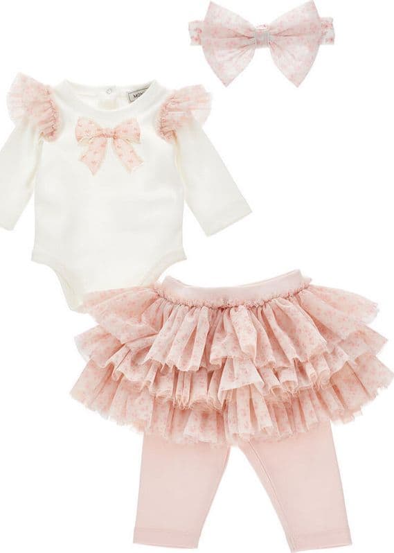 MONNALISA completo neonata panna e rosa da bambino in Completi due pezzi con gonna Drestige - Casamassima, commercioVirtuoso.it