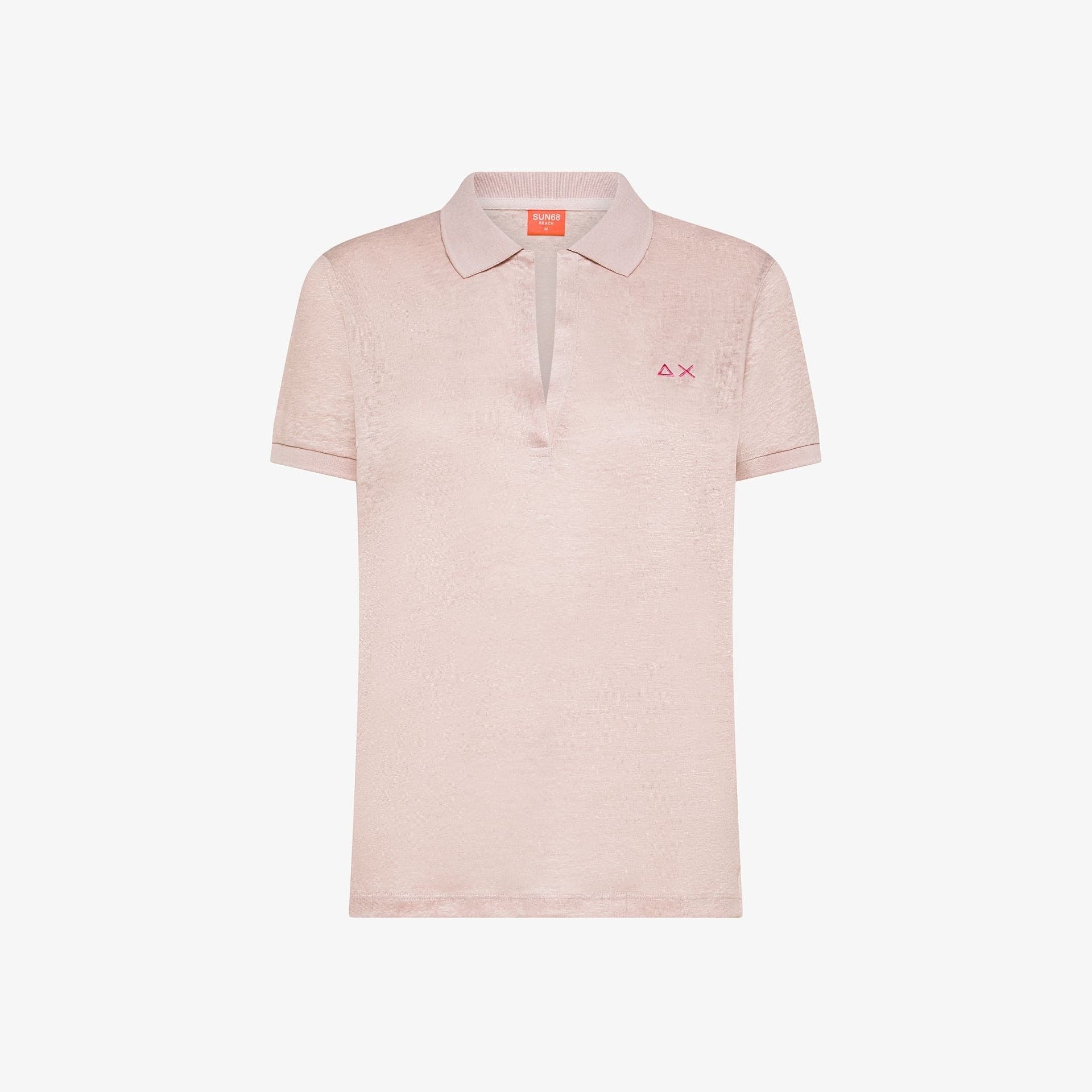 Polo donna Sun68 rosa porcellana in jersey di lino con scollo a V in Autocategorizzazione Broadway Red - Barletta, commercioVirtuoso.it