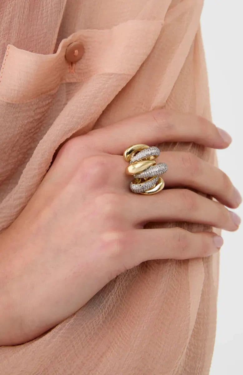 Anello bicolore con pietre | NALÌ in Anelli You Store - Messina, commercioVirtuoso.it