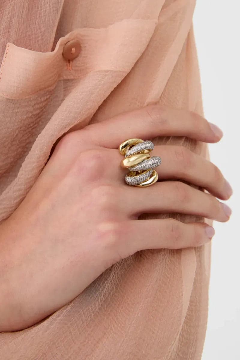 Anello bicolore con pietre | NALÌ in Anelli You Store - Messina, commercioVirtuoso.it