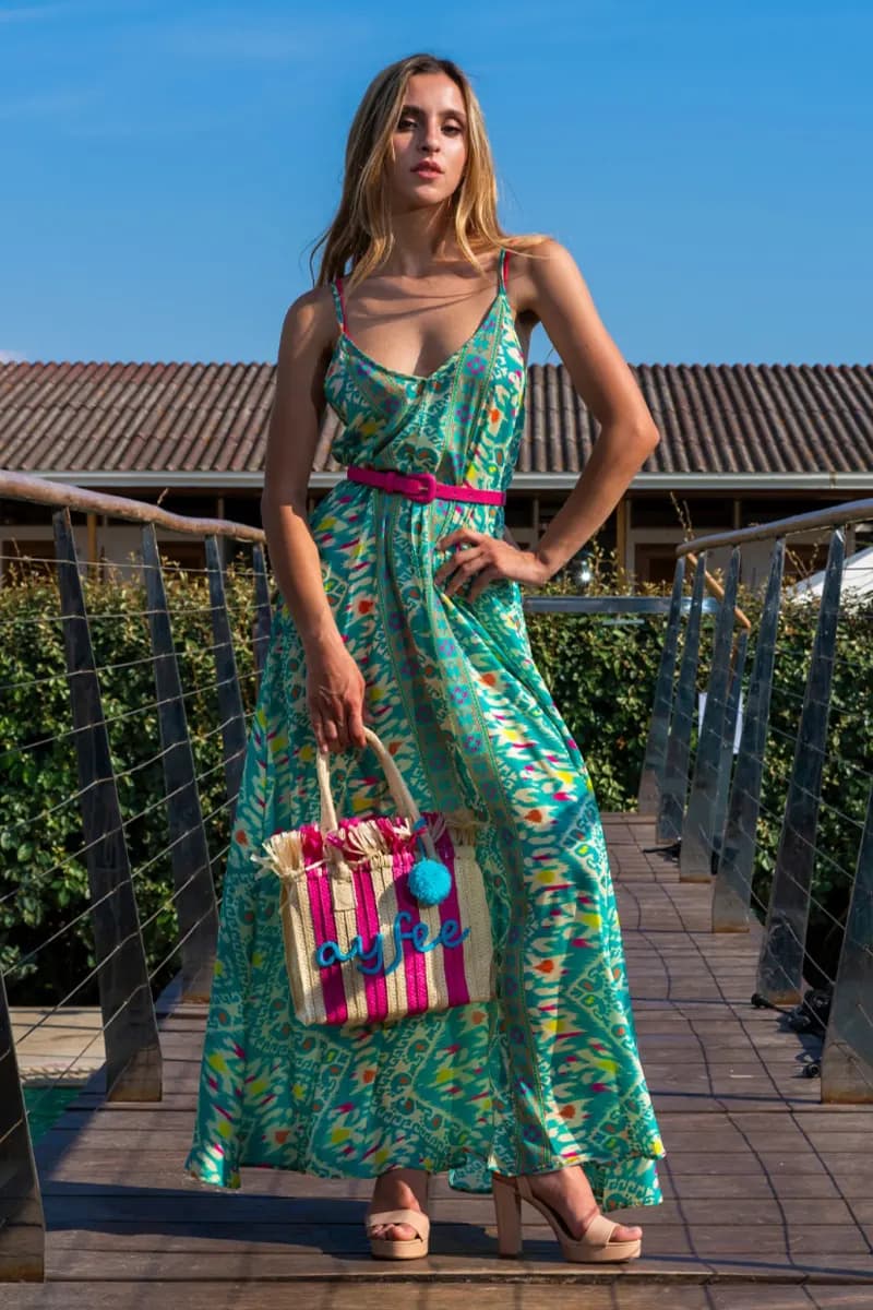 AYFEE | Abito dritto lungo spalline poliseta in Casual You Store - Messina, commercioVirtuoso.it