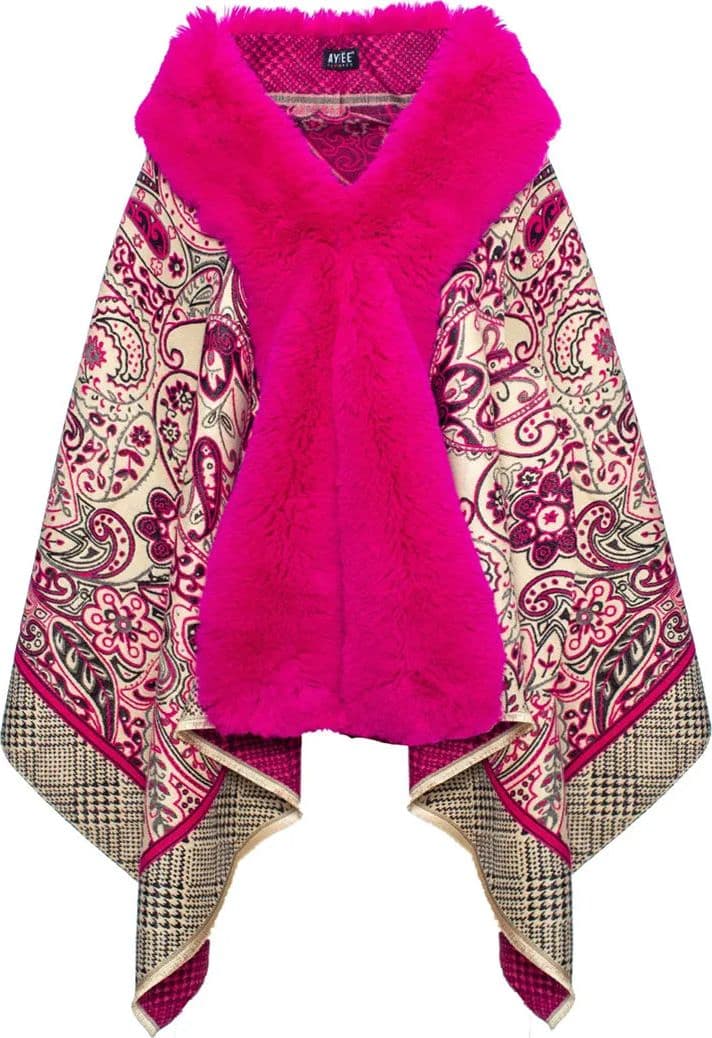 AYFEE | Mantella con pelliccia cashemere jacquard