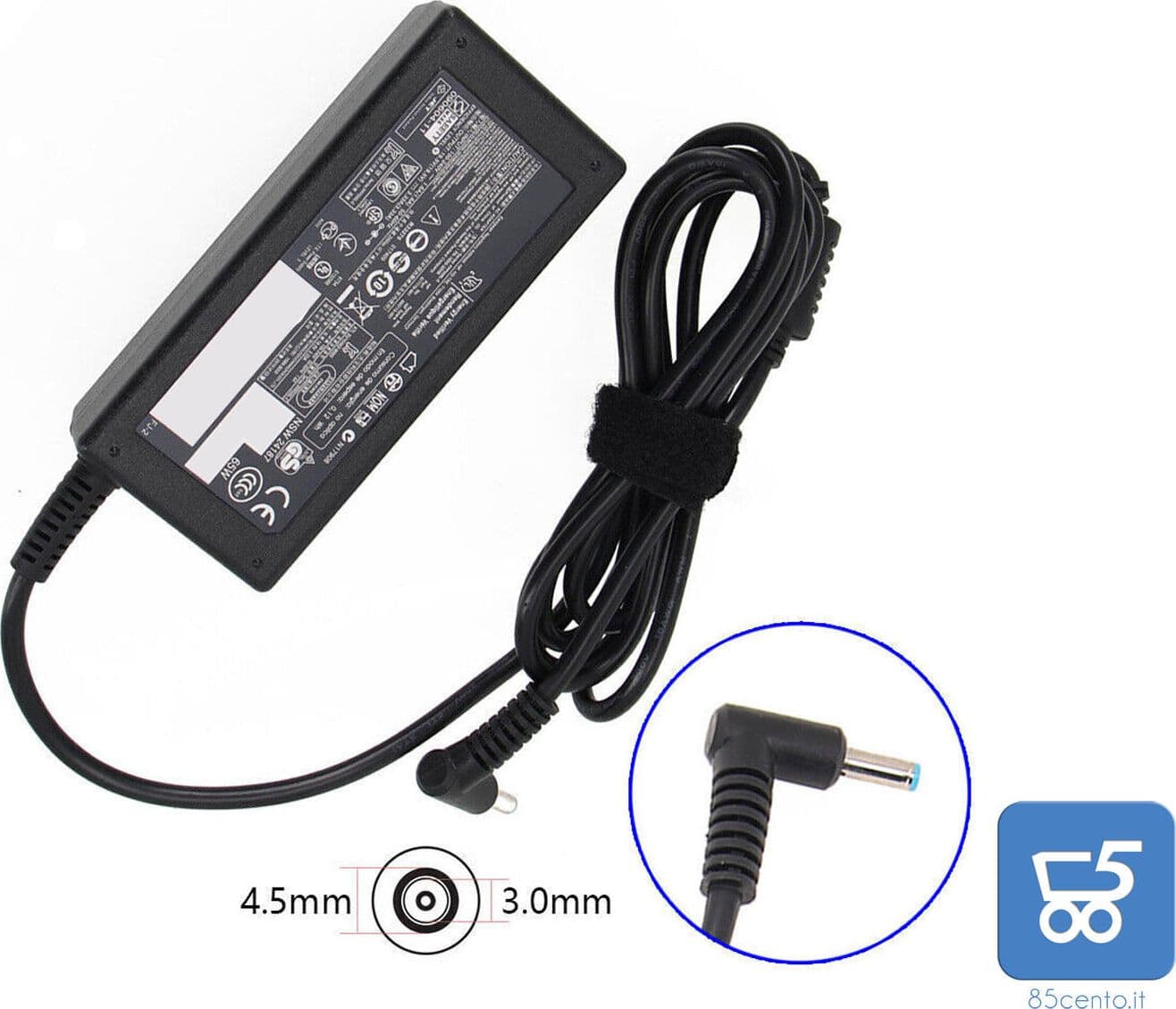 Alimentatore Caricatore HP Originale 65W 19.5V 3.33A Spinotto blu 4.5 x 3.0mm in 85cento.it - Potenza, commercioVirtuoso.it