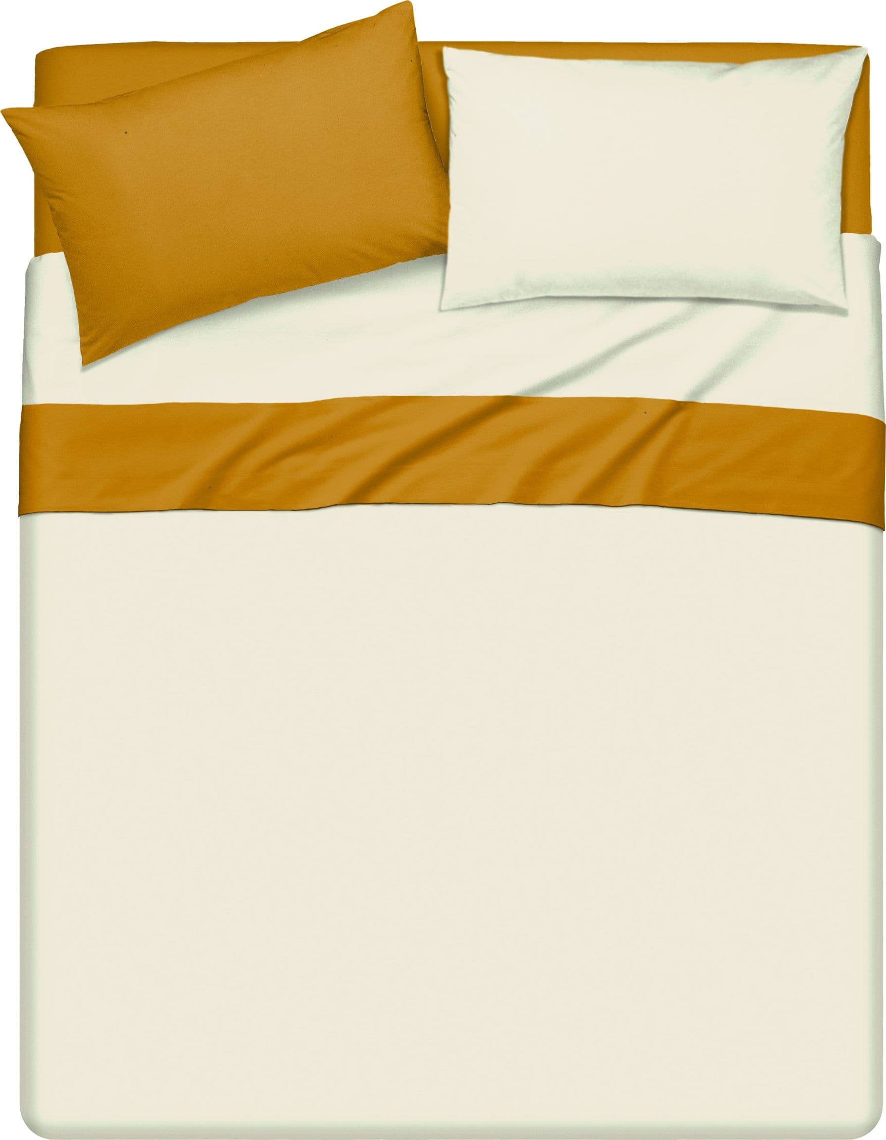 Completo letto lenzuola bicolor in 100% cotone made in Italy NATURALE/OCRA in Set di lenzuola e federe Vanita di raso - Sesto San Giovanni, commercioVirtuoso.it