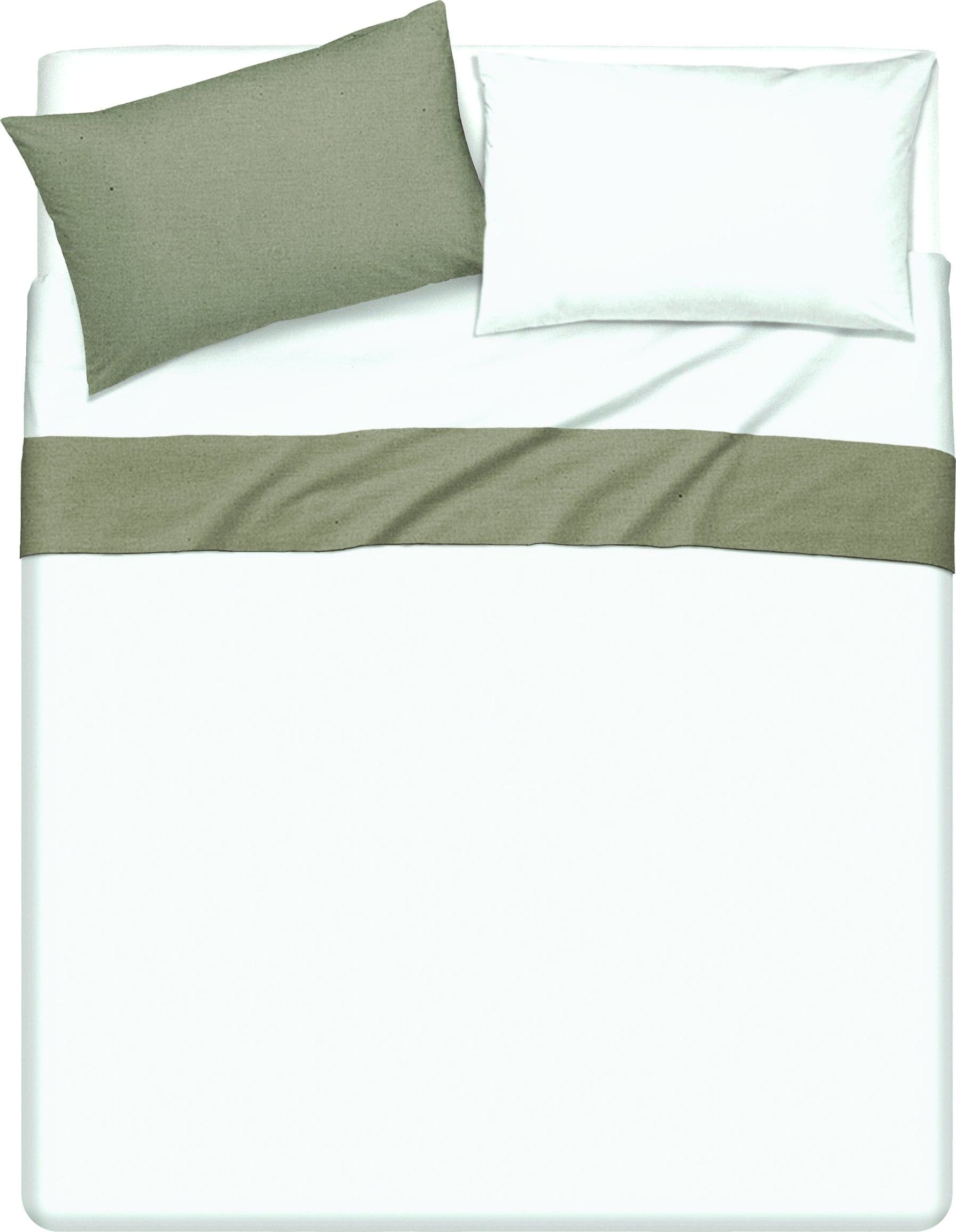 Completo letto lenzuola bicolor in 100% cotone made in Italy BIANCO/SALVIA in Set di lenzuola e federe Vanita di raso - Sesto San Giovanni, commercioVirtuoso.it