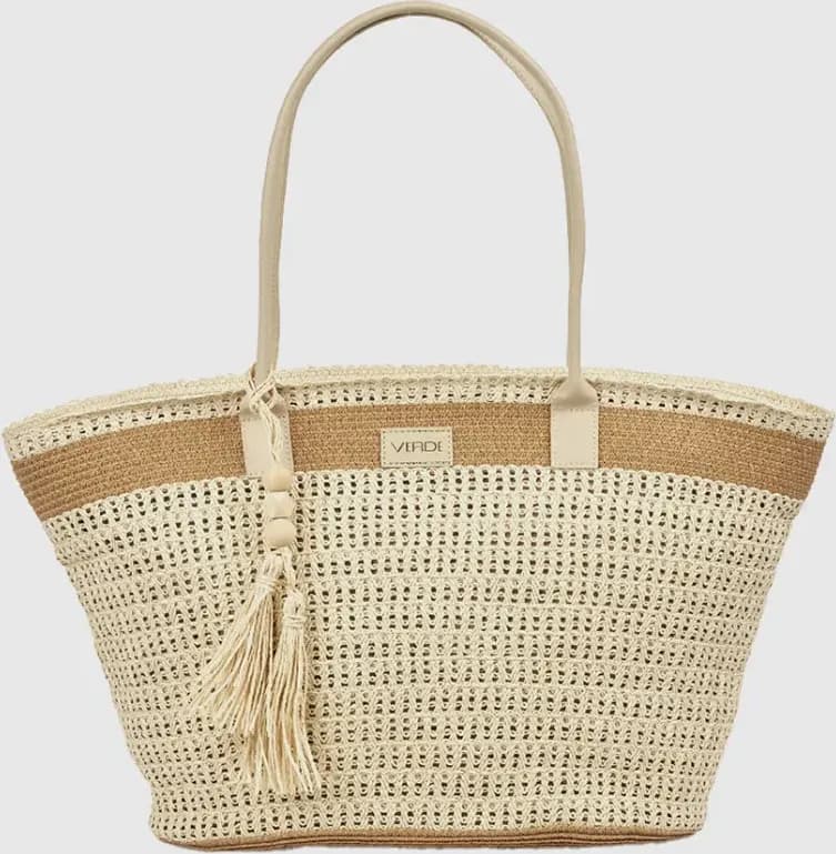 Borsa mare in paglia bicolore | Verde Fashion in prodotto You Store - Messina, commercioVirtuoso.it