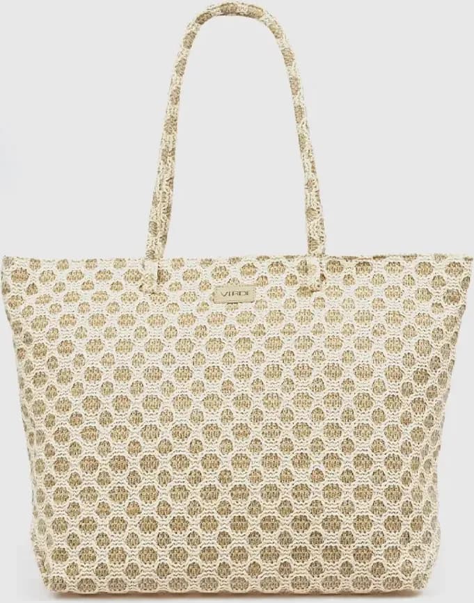 Borsa mare in paglia fantasia jacquard geometrica | Verde Fashion in prodotto You Store - Messina, commercioVirtuoso.it