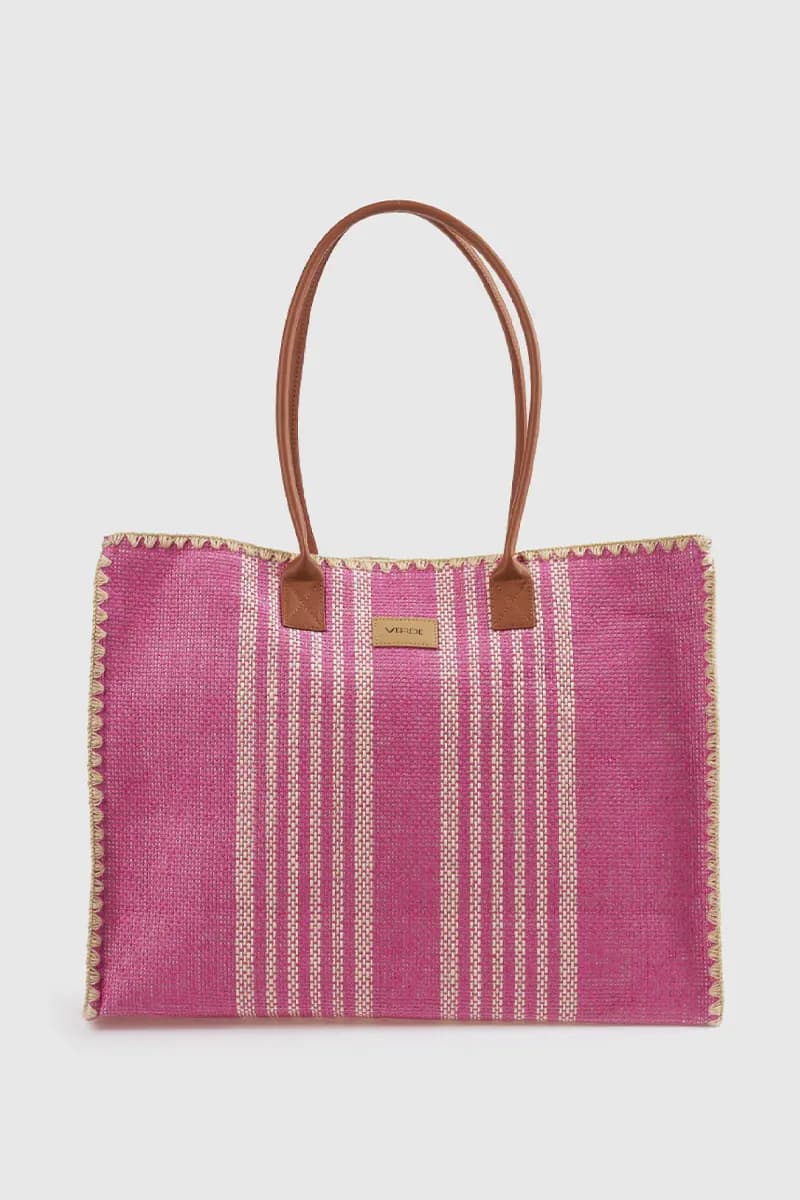 Borsa mare in paglia a righe | Verde Fashion in prodotto You Store - Messina, commercioVirtuoso.it
