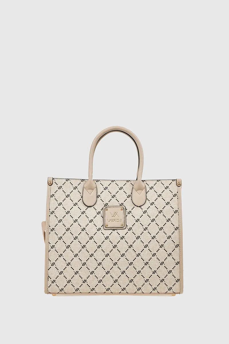 Borsa tote in ecopelle stampa logo | Verde Fashion in Borse Tote You Store - Messina, commercioVirtuoso.it