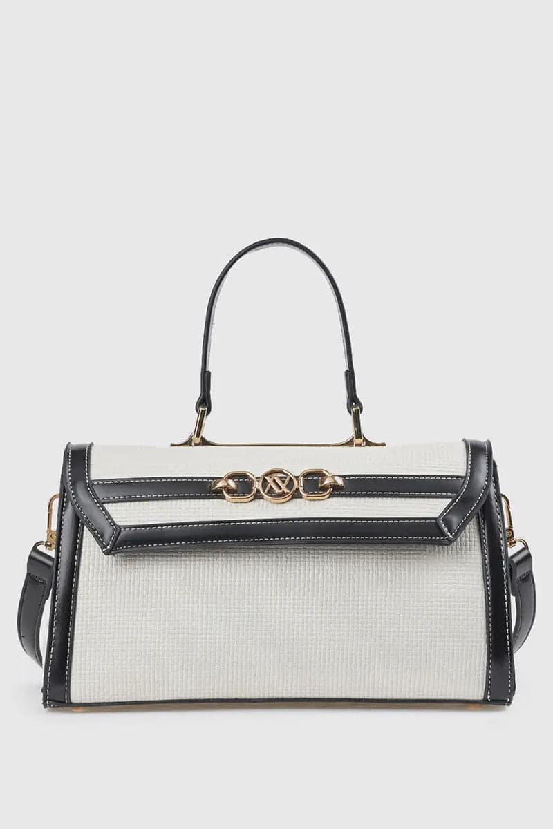 Borsa tote in ecopelle bicolore con patta | Verde Fashion in Borse Tote You Store - Messina, commercioVirtuoso.it