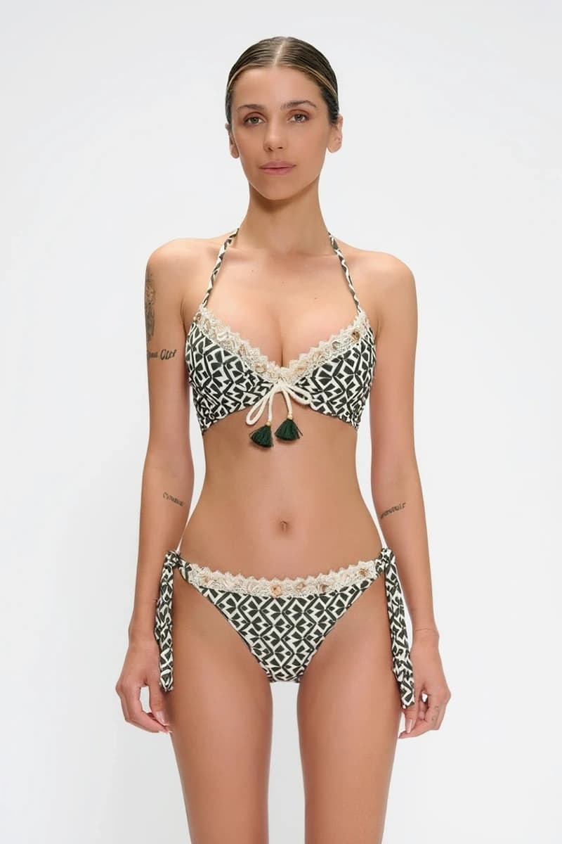 Bikini push-up con ricami e slip annodato | MARINA ABAGNALE in prodotto You Store - Messina, commercioVirtuoso.it
