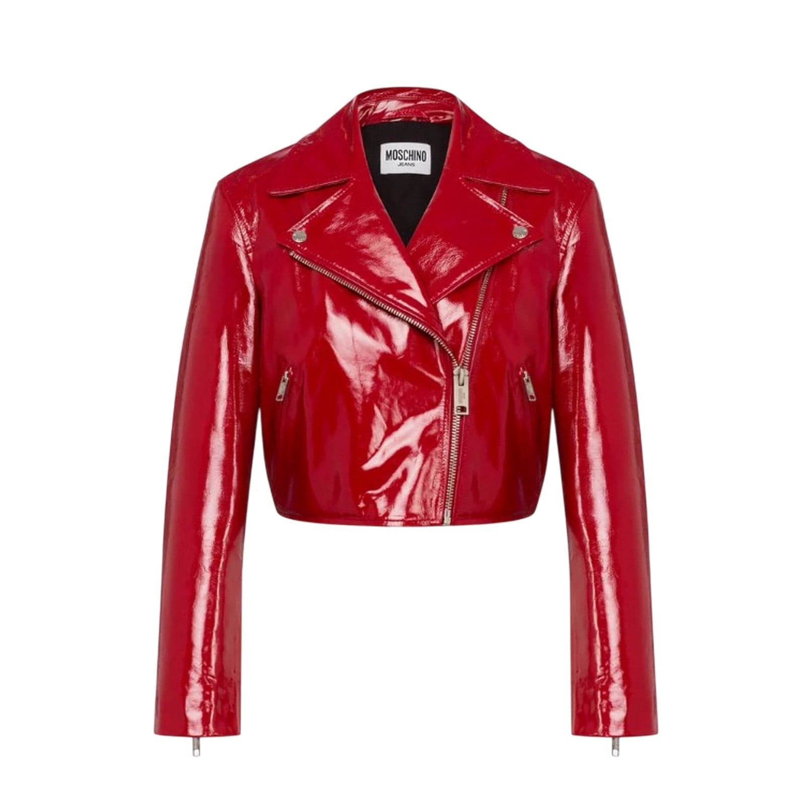 MOSCHINO JEANS giacche donna moschino jeans - giacca in pelle vernice - rosso da donna in Giacche Drestige - Casamassima, commercioVirtuoso.it