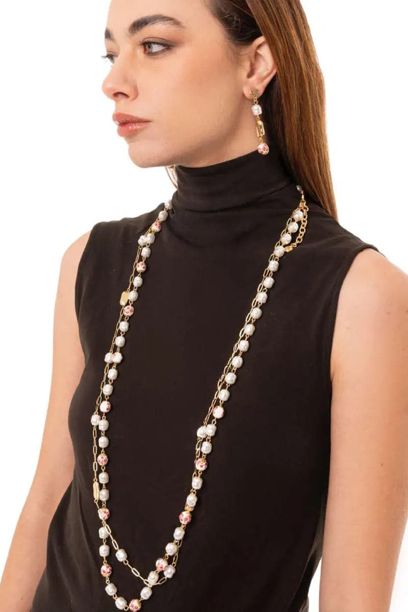 Collana lunga con perle in ceramica | MYA ACCESSORIES in prodotto You Store - Messina, commercioVirtuoso.it