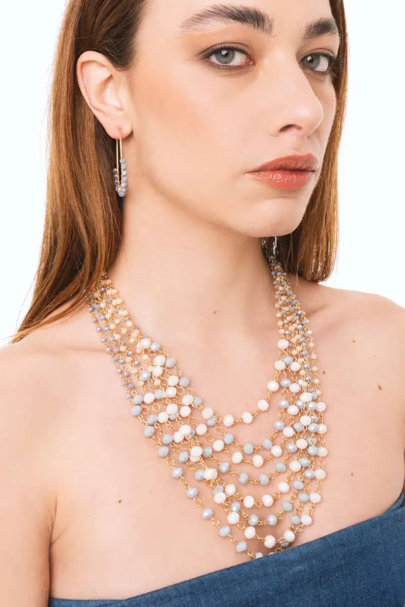 Collana girocollo multilinee con microcristalli | MYA ACCESSORIES in prodotto You Store - Messina, commercioVirtuoso.it