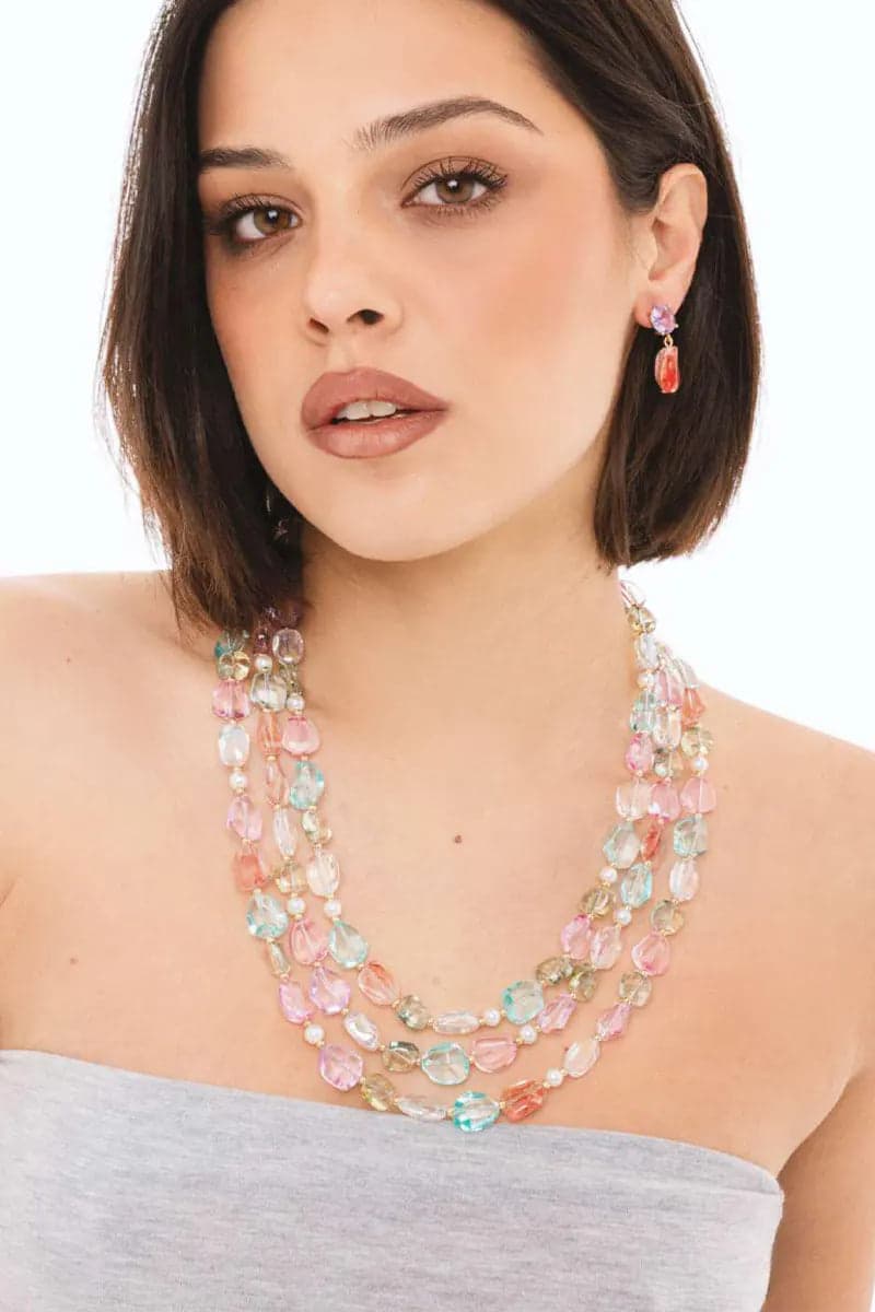 Collana a tre fili con pietre in vetro | MYA ACCESSORIES in prodotto You Store - Messina, commercioVirtuoso.it