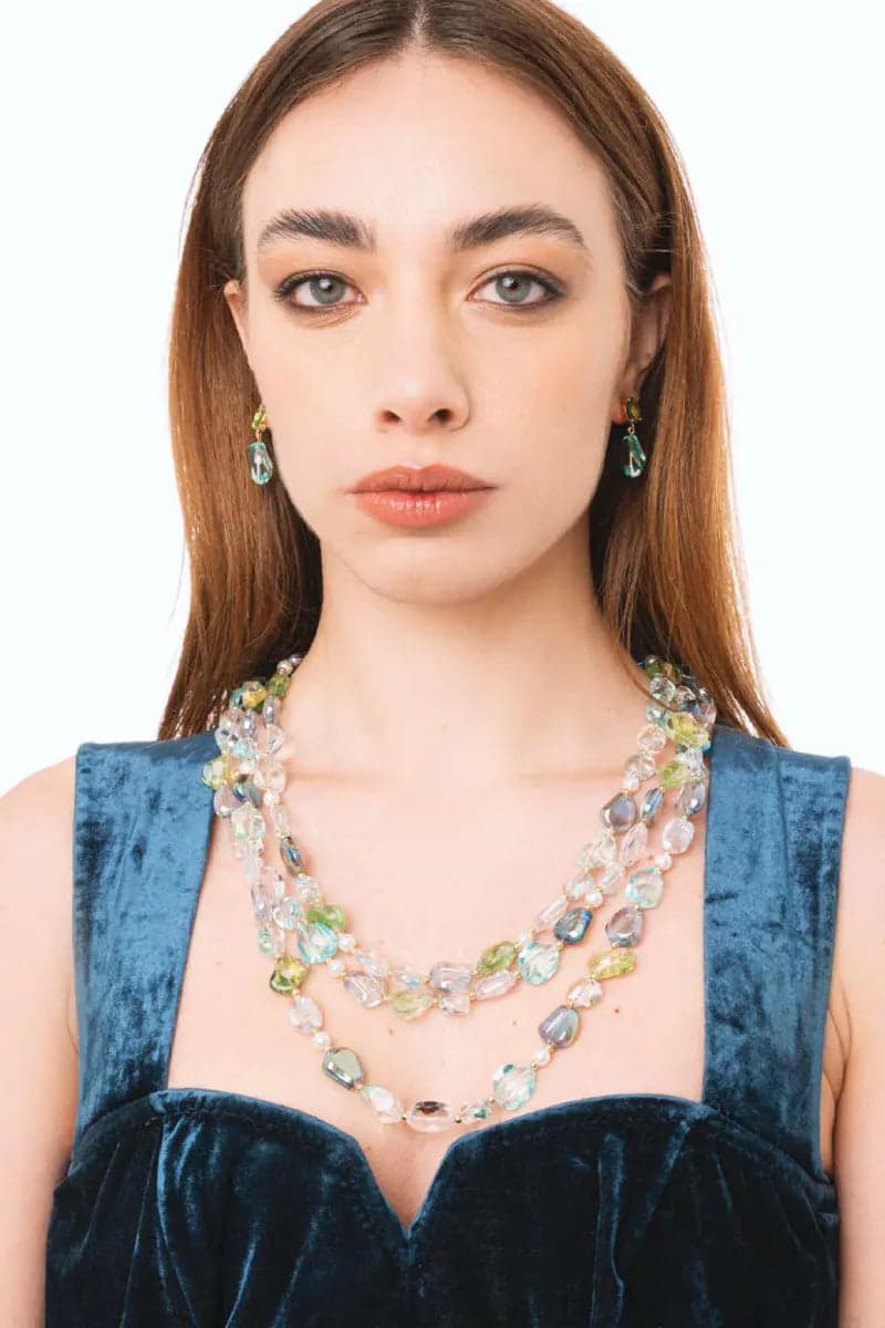 Collana a tre fili con pietre in vetro | MYA ACCESSORIES in prodotto You Store - Messina, commercioVirtuoso.it