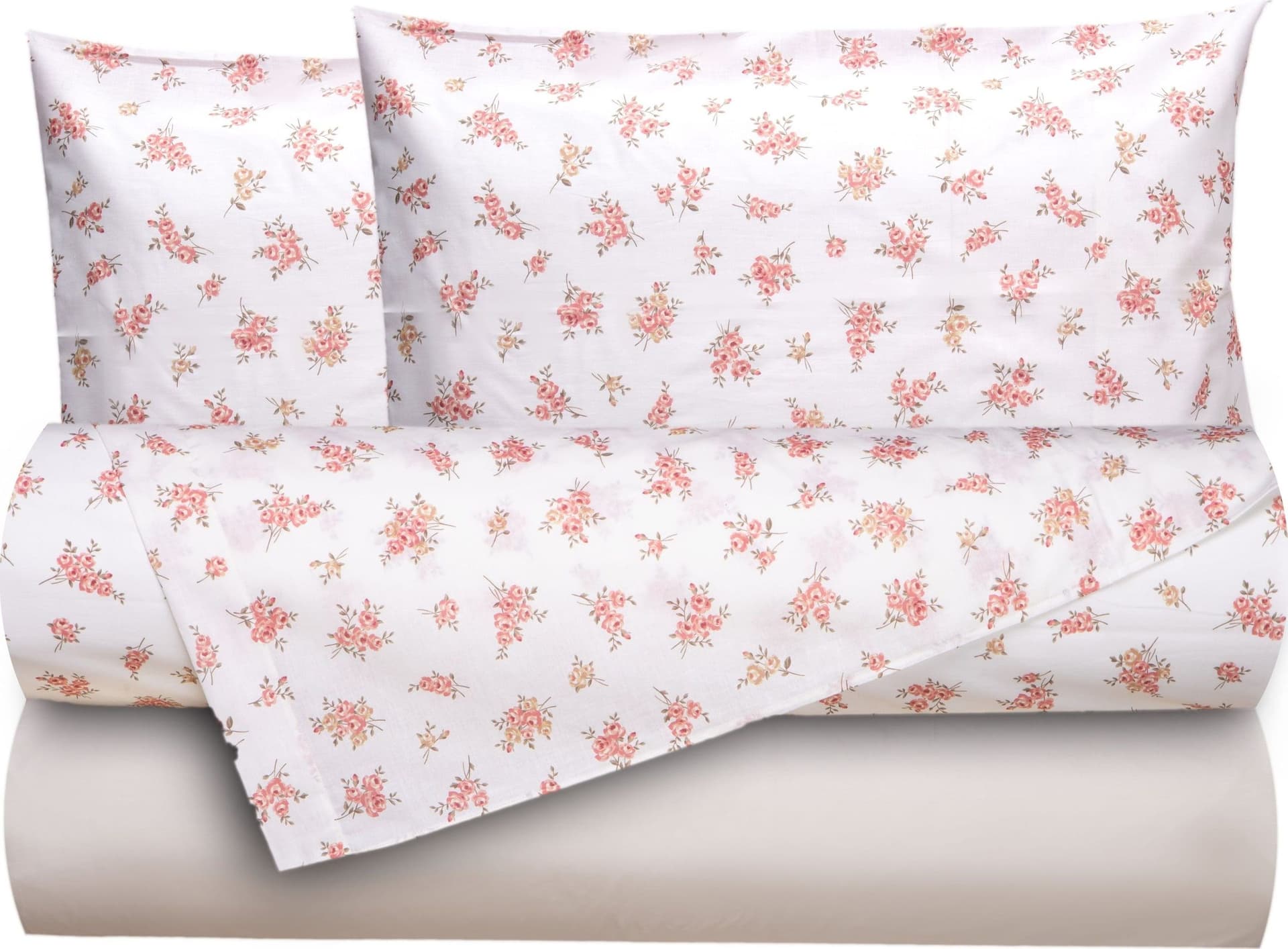 Completo letto lenzuola federe bifaccia double face stampa digitale in cotone made in italy FIORELLINI/PANNA in Set di lenzuola e federe Vanita di raso - Sesto San Giovanni, commercioVirtuoso.it