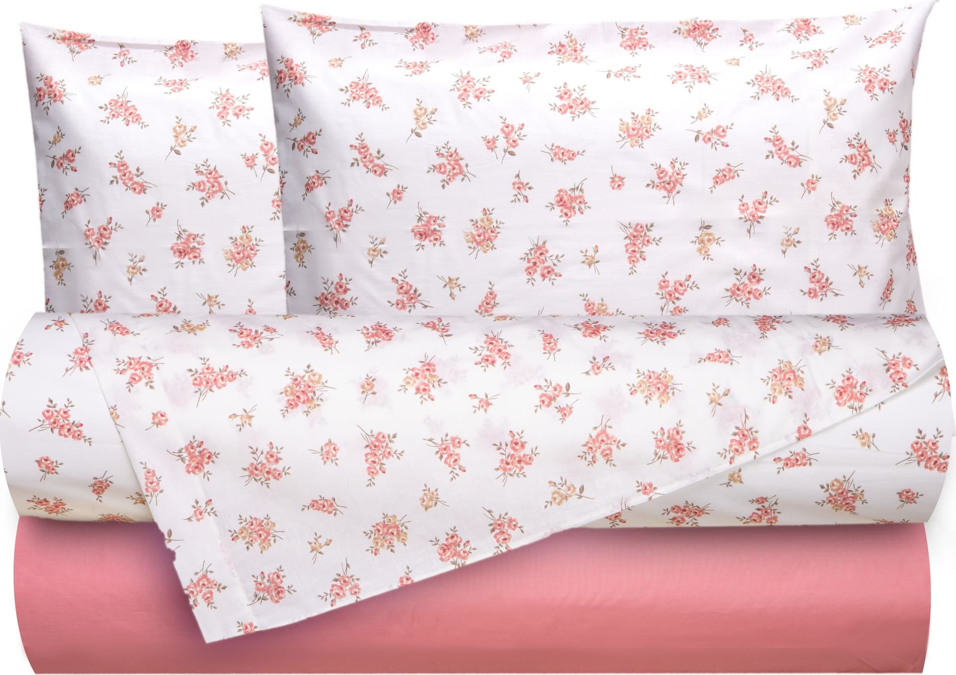Completo letto lenzuola federe bifaccia double face stampa digitale in cotone made in italy FIORELLINI/ROSA ANTICO in Set di lenzuola e federe Vanita di raso - Sesto San Giovanni, commercioVirtuoso.it