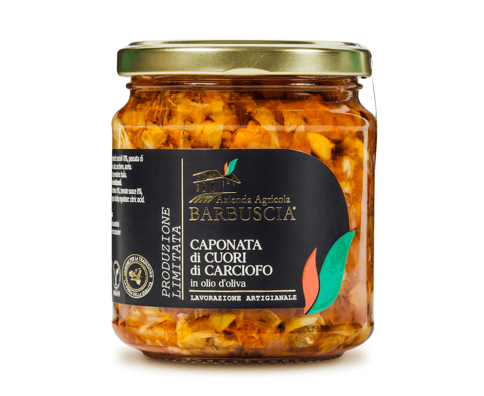 Barbuscia - Caponata di cuori di carciofo in olio d’oliva 280 gr in Carciofi Sicilya - Messina, commercioVirtuoso.it