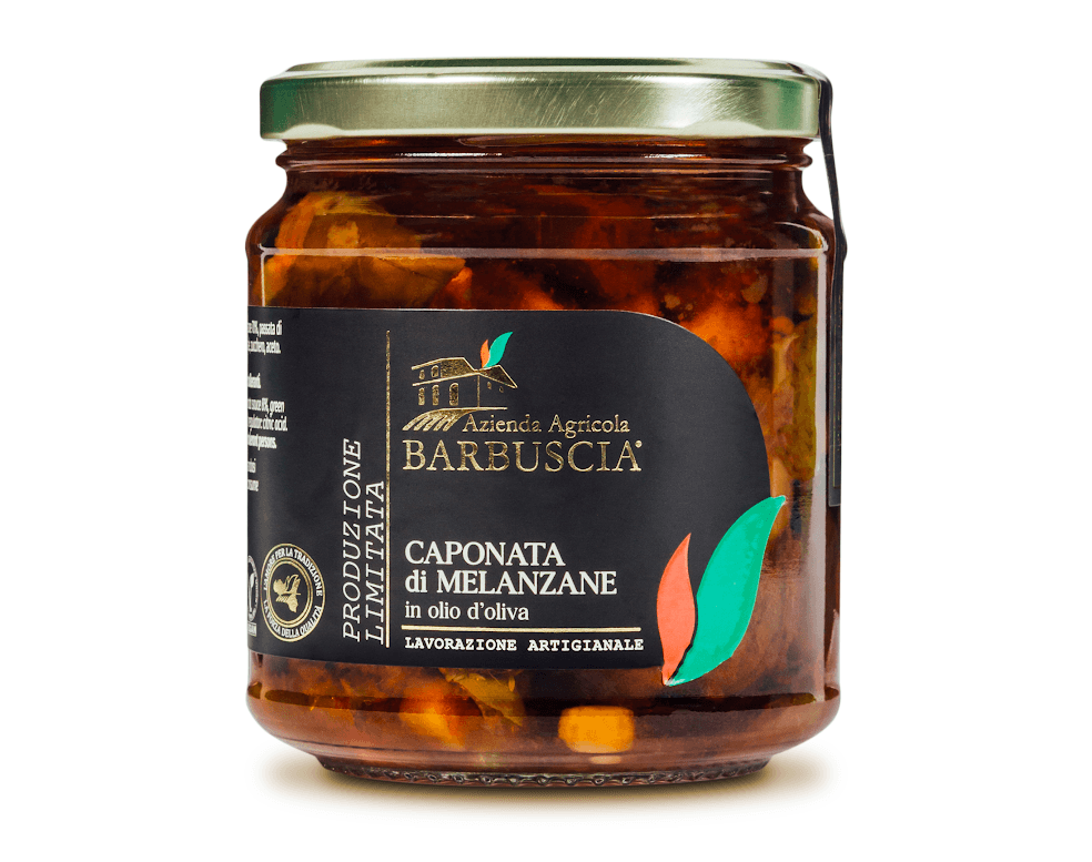 Barbuscia - Caponata di melanzane in olio di oliva 280 gr in Melanzane Sicilya - Messina, commercioVirtuoso.it