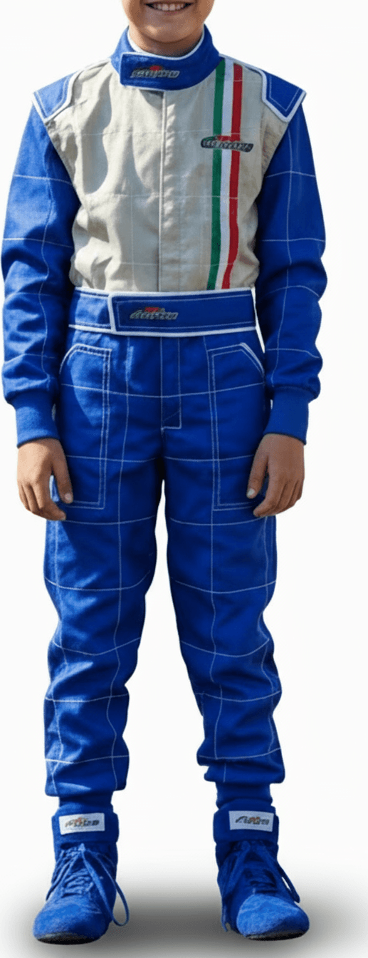 Go Kart Sc. 40% Tuta Intera Bambino Ragazzo Blu Argento Tuta Go Kart Professionale Bandiera Italiana in Tute TopGas - Roverbella, commercioVirtuoso.it
