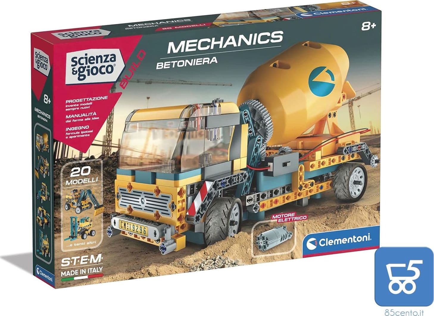 Clementoni Costruzioni Betoniera 20 Modelli 300 Pezzi intercambiabili Motore Elettrico in Kit e esperimenti di scienze 85cento.it - Potenza, commercioVirtuoso.it