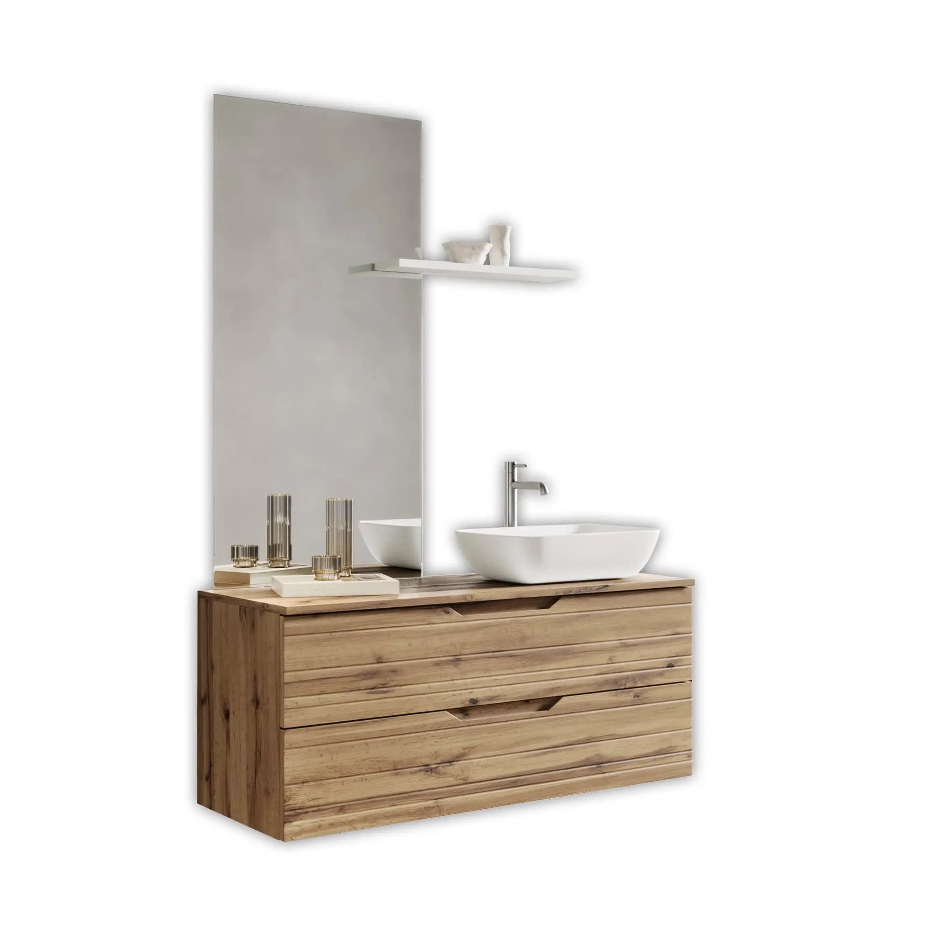 Composizione Bagno Sospesa 120cm Lavabo Da Appoggio - Solmira in Mobiletti con lavabo Shopbagno.it - Roma, commercioVirtuoso.it