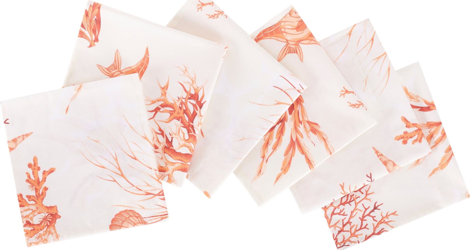Set di 6 tovaglioli da tavola in stoffa 45 x 45 CM 100% cotone stampa digitale dai colori vivi ed intensi lavabili in lavatrice made in Italy CORALLI ROSSO in Tovaglioli Vanita di raso - Sesto San Giovanni, commercioVirtuoso.it