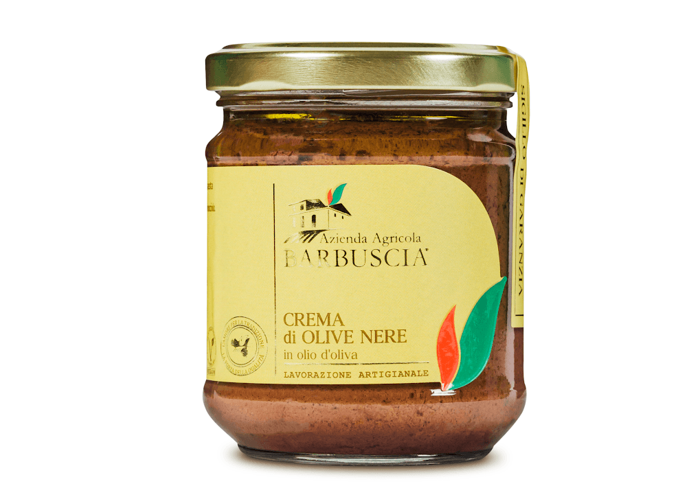 Barbuscia - Crema di olive nere in olio di oliva 190 gr in Alle olive Sicilya - Messina, commercioVirtuoso.it