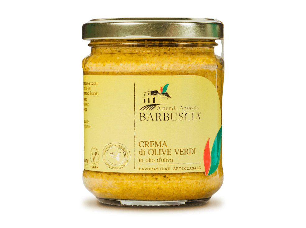 Barbuscia - Crema di olive verdi in olio di oliva 190 gr in Alle olive Sicilya - Messina, commercioVirtuoso.it