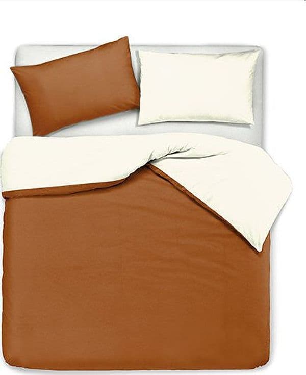 Set copripiumino federe letto bicolor double face parure copripiumino in cotone made in Italy NATURALE/TERRACOTTA in Set copripiumini e federe Vanita di raso - Sesto San Giovanni, commercioVirtuoso.it