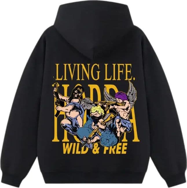 Felpa Wild and Free Boxy Fit 100% Cotone Nera