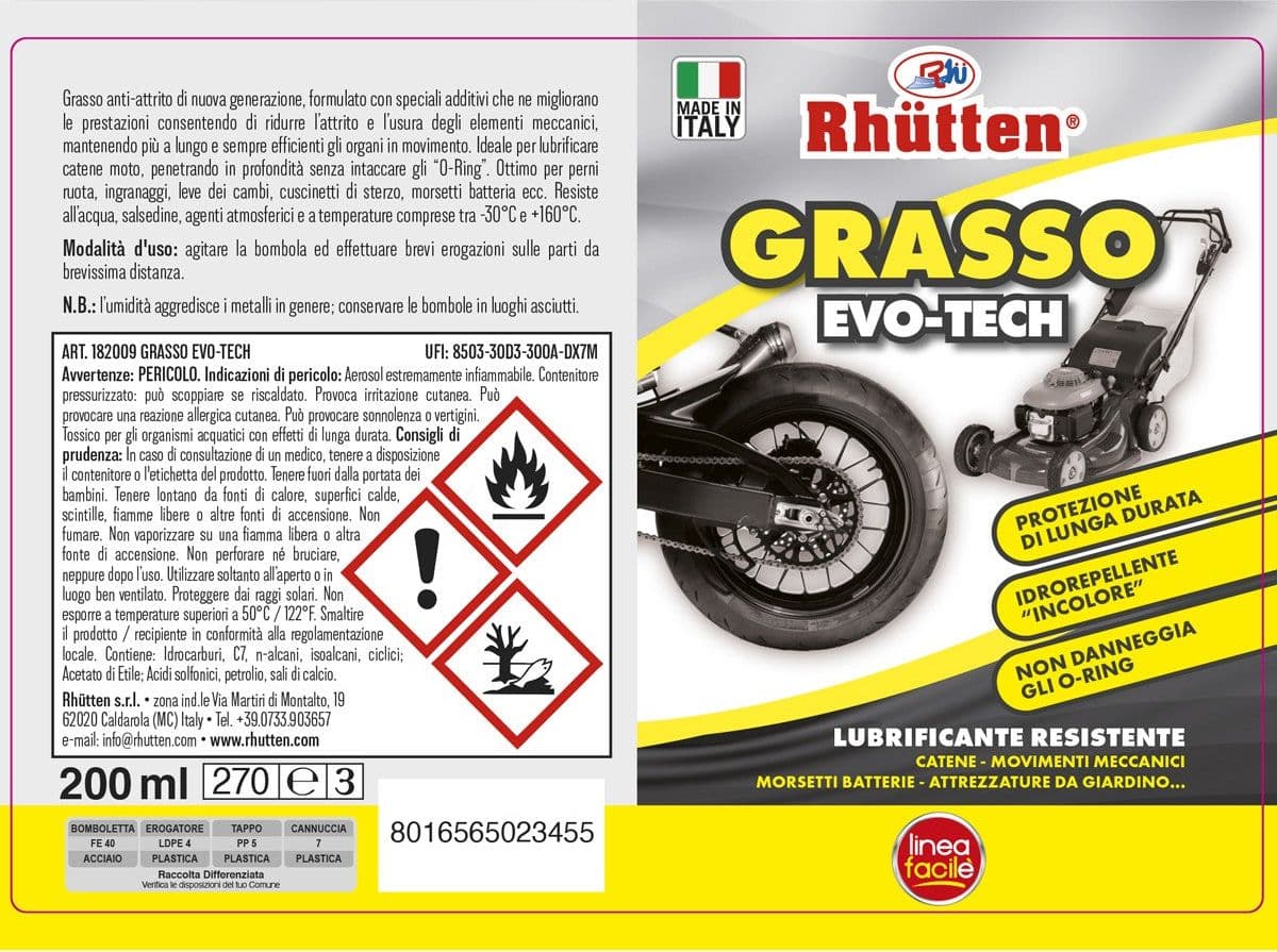 Grasso Spray Ml 200 Evo-Tech in Grassi e lubrificanti Ebricowill - Palermo, commercioVirtuoso.it