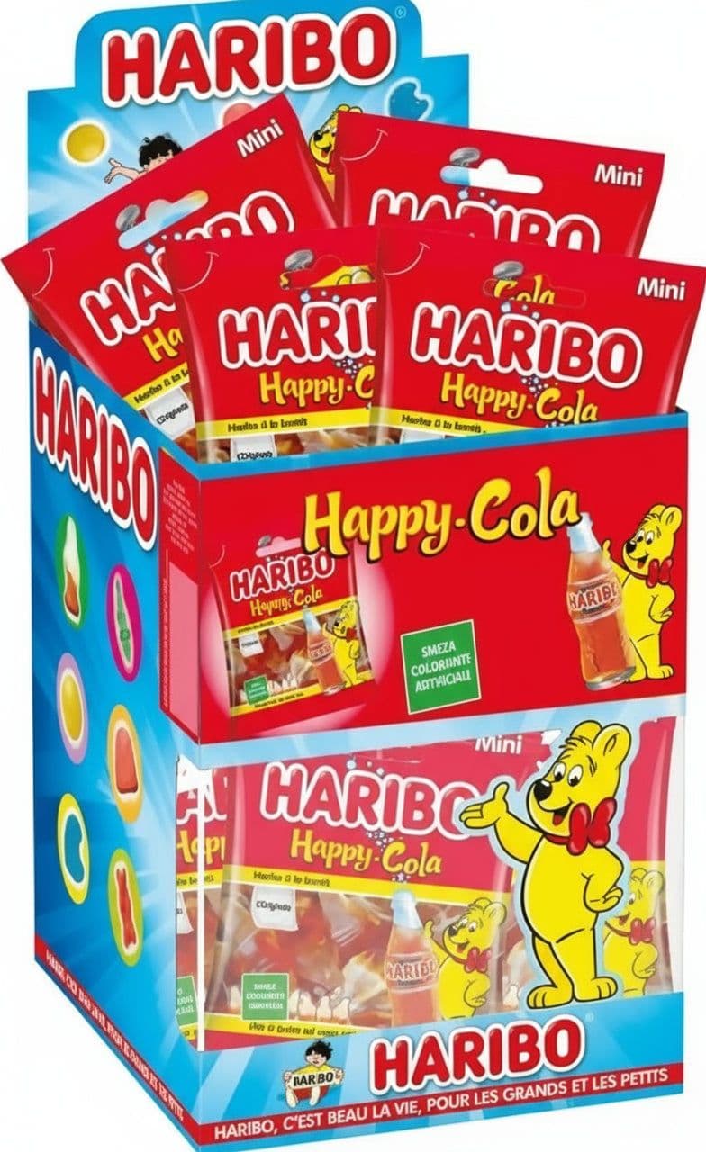 Haribo Mini Happy Cola, Caramelle Gommose, Gusto Cola, Ideali Per Feste - bustina di 40 g