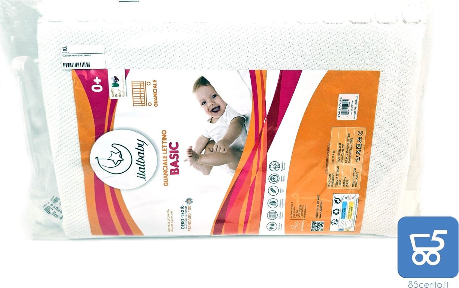 Guanciale per lettino culletta BASIC modello 020.3200 per sonno confortevole e sicuro traspirante piatto bambini neonati 0+ in Cuscini standard 85cento.it - Potenza, commercioVirtuoso.it