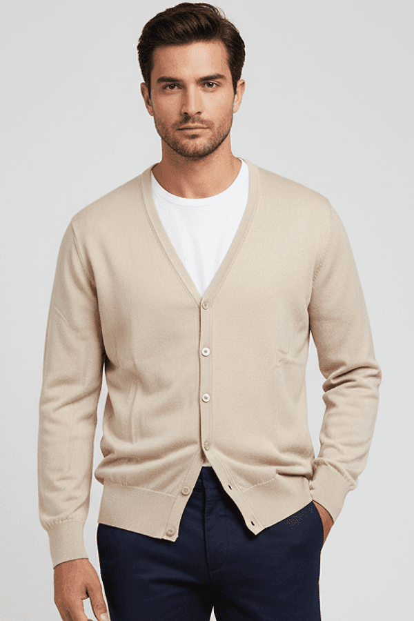 Cardigan uomo Montezemolo - Bottoni 100% Cotone Colore Beige Made in Italy in Cardigan Couture - Sestu, commercioVirtuoso.it